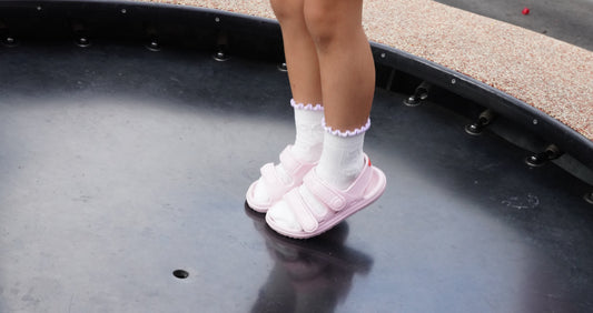 Pink Wonderskips sandals with socks for active toddlers